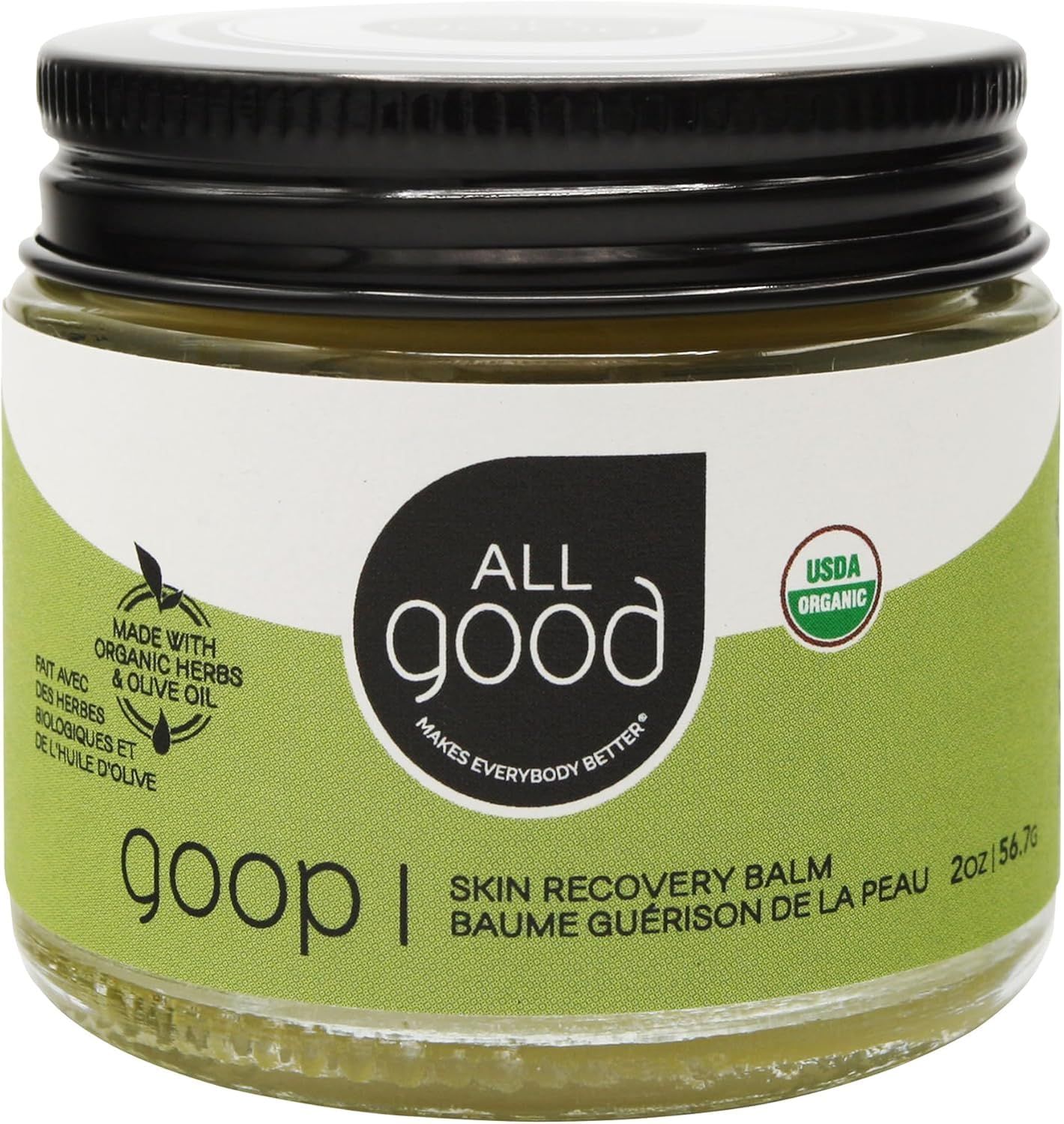 All Good Goop Organic Skin Care Recovery Balm - All Purpose Ointment w/Calendula, Lavender, Beeswax - Chafing Cream, Dry Skin Salve, Cracking Lip Moisturizer - Soothes, Hydrates &amp; Calms - 2oz