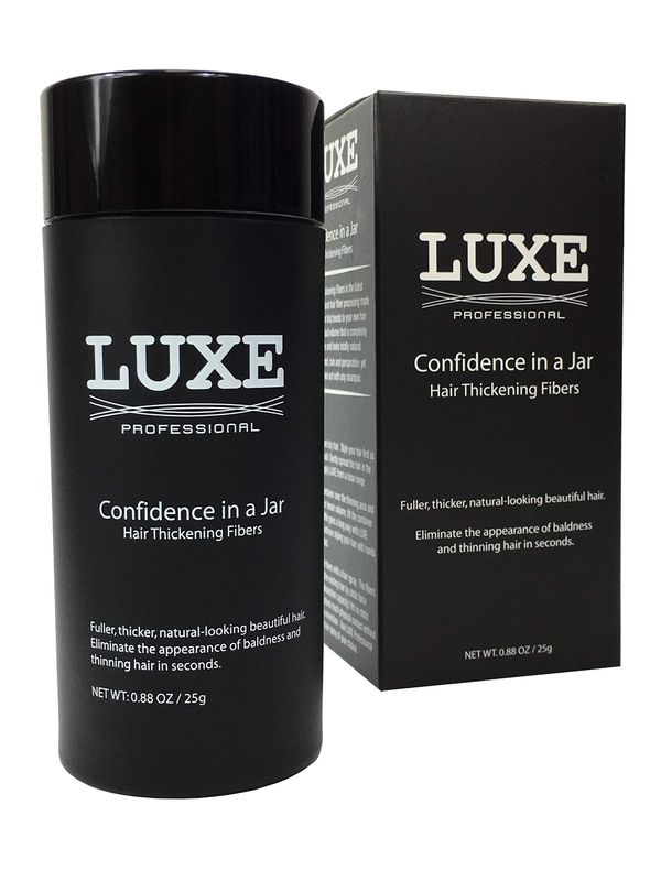 LUXE Hair Thickening Fibers - CONFIDENCE IN A JAR - 2 Months+ Supply! - Hypoallergenic, Dermatologist Tested - Multiple Colors Available (Dark Brown)