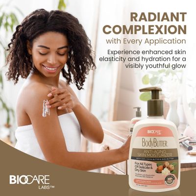 Biocare Body Butter - Infused with Cocoa Butter &amp; Shea Butter plus Alpha-Bioplex for Youthful-Looking, Radiant Complexion, Hydrated, Smoother, Firmer Skin - Without Paraben and Sulfate -16 Oz