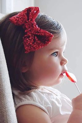 Love Fairy Fashion Bow Hairpin Sequins Hair Clip Multicolor 0ptional for Children and Women (Red),1 pack