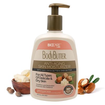 Biocare Body Butter - Infused with Cocoa Butter &amp; Shea Butter plus Alpha-Bioplex for Youthful-Looking, Radiant Complexion, Hydrated, Smoother, Firmer Skin - Without Paraben and Sulfate -16 Oz