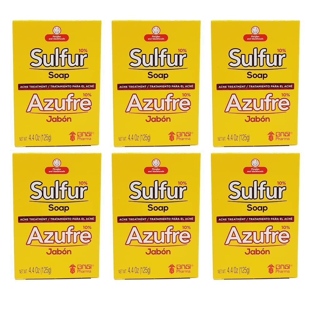 Grisi Sulfur Soap for Acne - 4.4 ounce (Pack of 6)