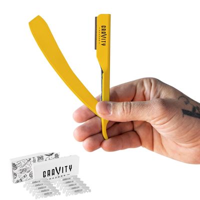 Professional Straight Razor - Ultra Exposed Straight Razor Kit with 10 Gravity Premium Blades, 2mm Exposed (&quot;The OG&quot;)