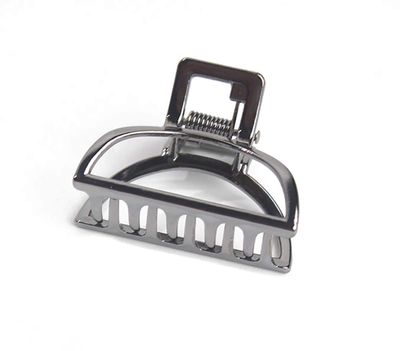 2PCS Small Solid Color Vintage Metal Hair Jaw Clips Hair Clamp Ponytail Holder Hair Claw Hairpin Accessories for Lady Women (Black)