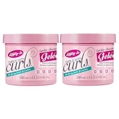 Dippity Do Girls with Curls Light Hold Gelee - Shape, Smoothe &amp; Separate Your Curls - Formulated with Aloe, Vitamin E &amp; Wheat Protein for Frizz-Free &amp; Never Crunchy Curls - 340 mL/11.5 fl oz - 2 Pack