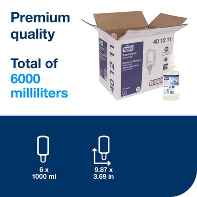 Tork Extra Mild Foam Soap S4, No Fragrance Added, 6 x 1L, 401211