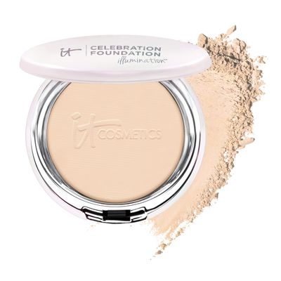 IT Cosmetics Celebration Foundation Illumination, Light (W) - Full-Coverage, Anti-Aging Powder Foundation - Blurs Pores, Wrinkles &amp; Imperfections - 0.3 oz Compact