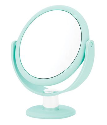 Danielle,Tabletop Mount 10X Soft Touch Round Vanity Mirror, Seafoam