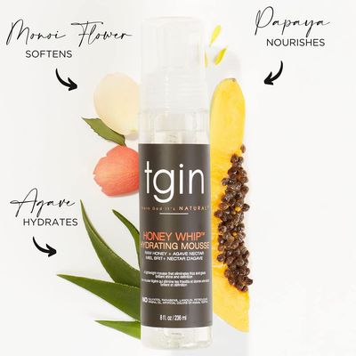 tgin Honey Whip Hydrating Mousse for Natural, Dry, Curly, and Damaged Hair - 8 Oz
