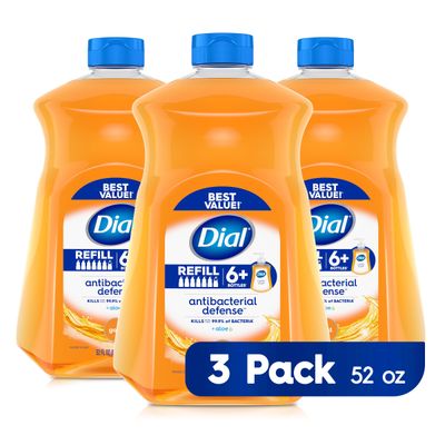 Dial Antibacterial Liquid Hand Soap Refill, Gold, 52 fl oz Pack of 3