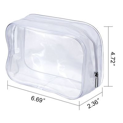 Pangda 5 Pack Clear PVC Zippered Toiletry Carry Pouch Portable Cosmetic Makeup Bag for Vacation, Bathroom and Organizing (Small, White)