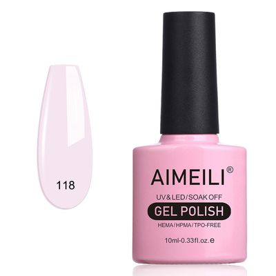 AIMEILI Soak Off U V LED Hema Free Milky Pink Gel Nail Polish - Gardenia Jasminoides Ellis (118) 10ml
