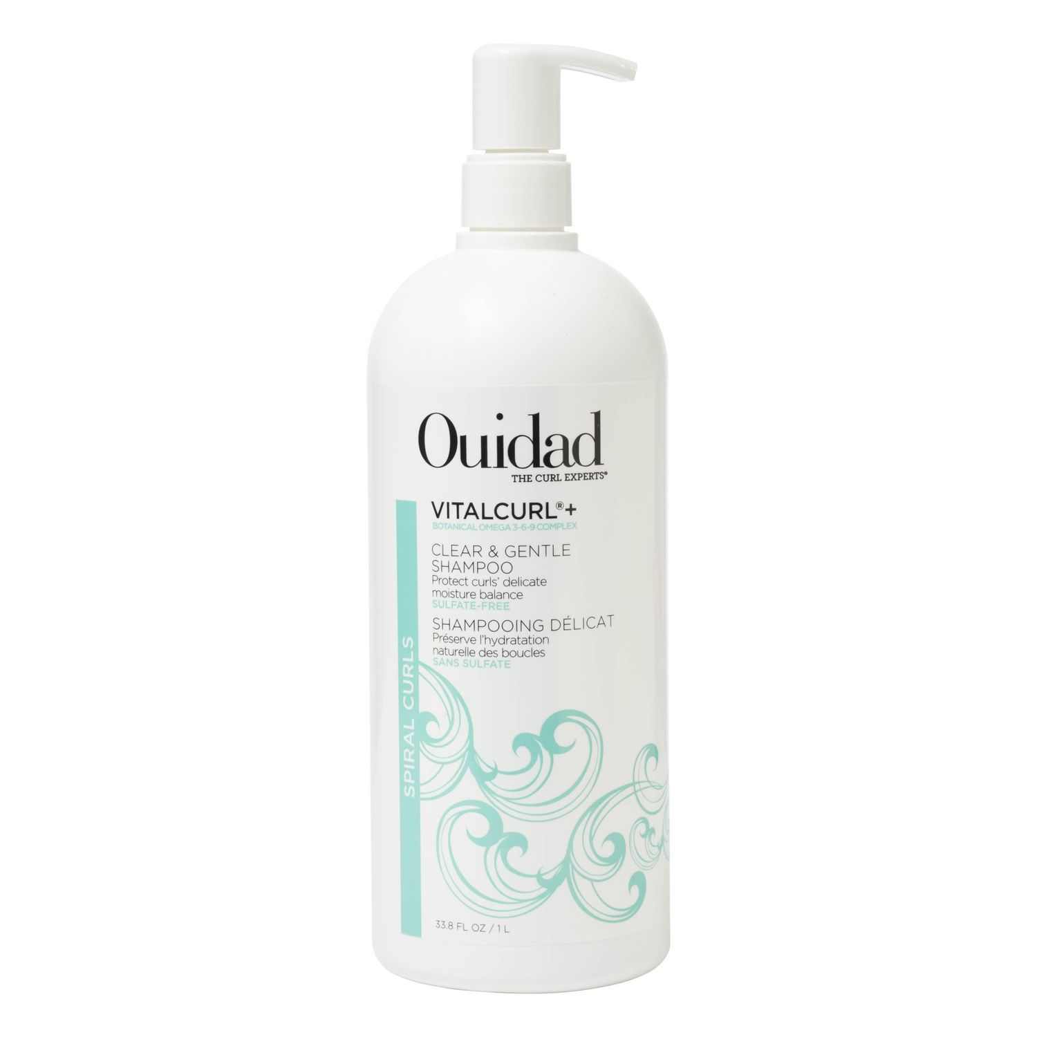 OUIDAD Vitalcurl+ Clear &amp; Gentle Shampoo Liter Size, 33.8 oz.