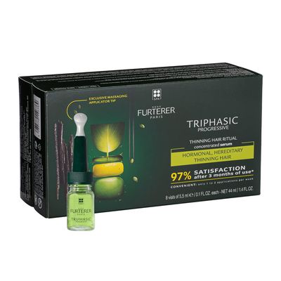 Ren Furterer TRIPHASIC Progressive Concentrated Serum - Hereditary &amp; Hormonal Thinning Hair - Receding Hairline - Drug-Free - 8 ct., 30-Day Supply