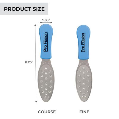 ForPro Pro Fusion Stainless Steel Pedi File - Coarse, Double-Sided Professional Quality - Blue Handle Pedicure File for Heels and Feet - 8.25 L