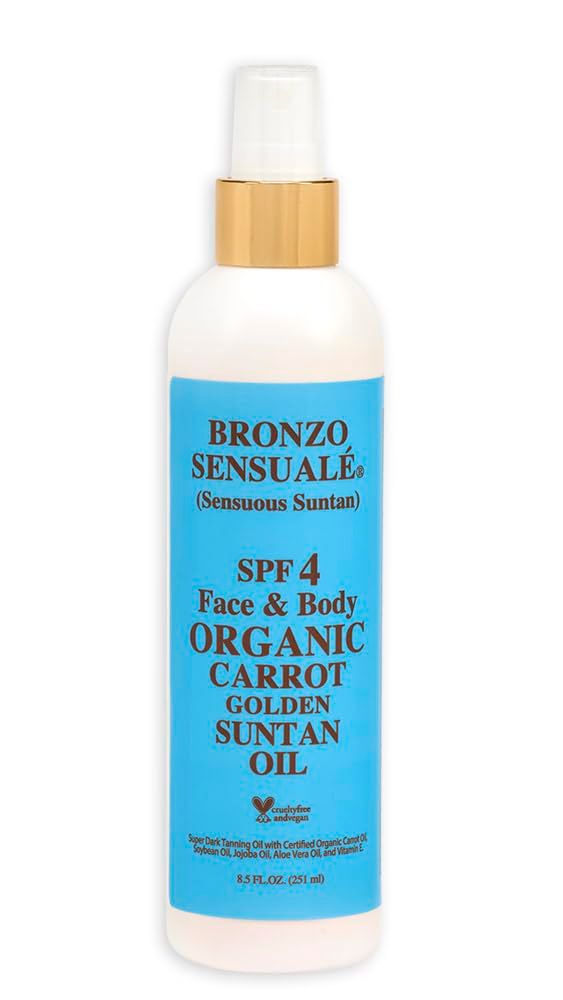 Bronzo Sensuale SPF 4 Sunscreen Protective Golden Tanning Organic Carrot Oil 8.5 Ounces