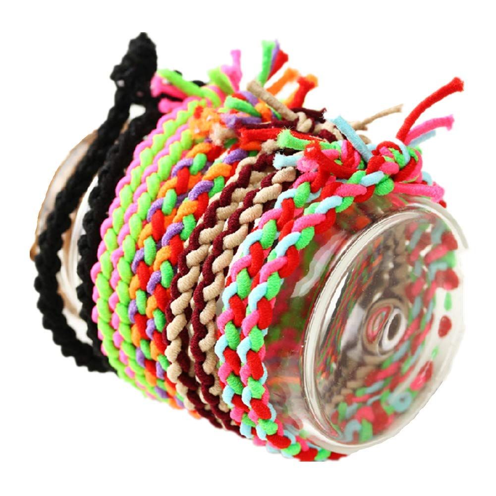 LOVEF 20 Pcs Fashion Braided Super Stretch Hair ties/Elastic Hair Bands Women Hair Accessories