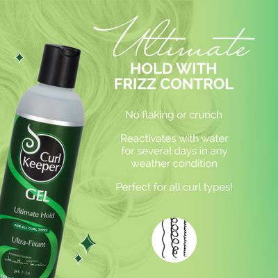 Curl Keeper Ultimate Hold Hair Gel for Curly Hair, 8 Fl Oz - Frizz-Free Hair Styling Gel for Men &amp; Women - Light-Weight Formula Holds Curls with No Product Build Up - Wavy &amp; Curly Hair Products