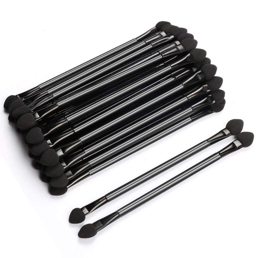 Professional Double Head Eyeshadow Brushes Cosmetic Tool - TygoMall 30 Pcs Disposable Dual Sides Eyeshadow Sponge Brushes Makeup Applicator, with 12 cm Long Handle, Black