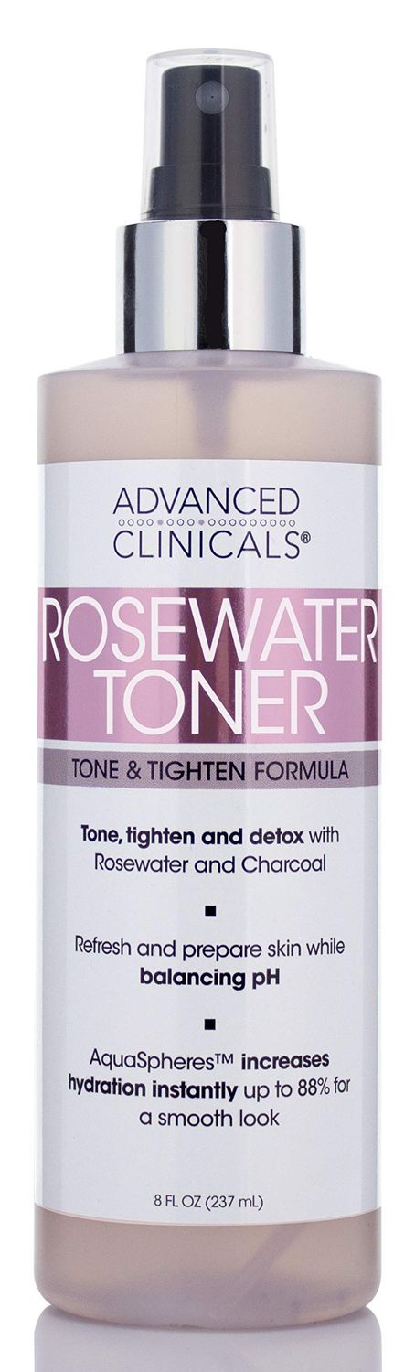 Advanced Clinicals Collagen + Rosewater Facial Mist Toner W/Charcoal &amp; Aloe Vera. Alcohol-Free PH Balancing Formula Detoxifies &amp; Hydrates Skin Improving Overall Skin Tone, Calming Face Mist, 8 Fl Oz