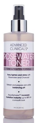 Advanced Clinicals Collagen + Rosewater Facial Mist Toner W/Charcoal &amp; Aloe Vera. Alcohol-Free PH Balancing Formula Detoxifies &amp; Hydrates Skin Improving Overall Skin Tone, Calming Face Mist, 8 Fl Oz