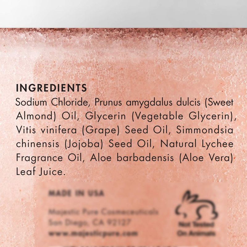 MAJESTIC PURE Himalayan Pink Salt Body Scrub with Lychee Oil and Sweet Almond Oil | Exfoliating Body Scrub for Skin Care, Stretch Marks, Acne, Cellulite | Body Scrub Exfoliator |10 oz (Pack of 2)