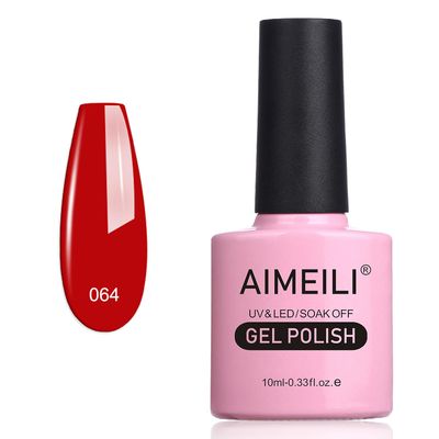 AIMEILI Soak Off U V LED Red Gel Nail Polish - Pillar Box Red (064) 10ml