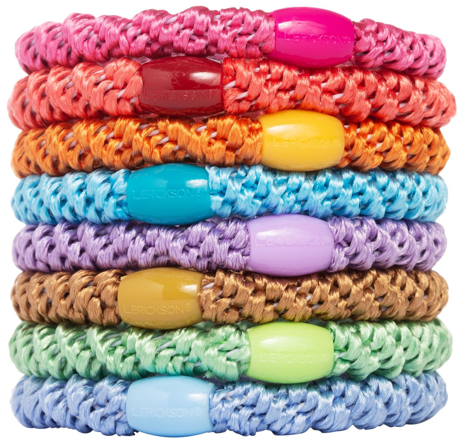 L. Erickson Grab &amp; Go Pony - Spring - 8 Pack Ponytail Holder Hair Ties - Mixed Colors