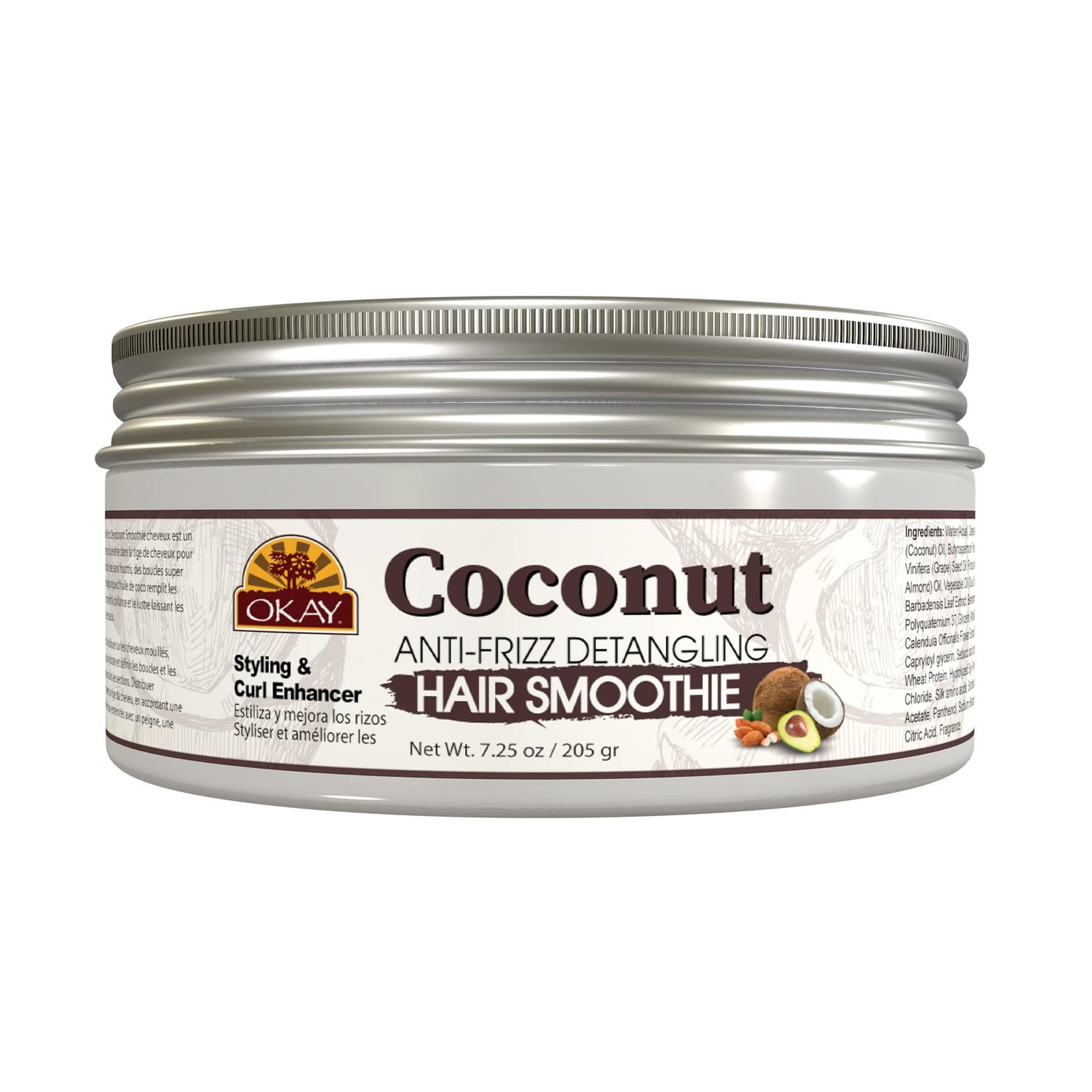 Okay coconut anti frizz detangling hair smoothie 7.25 ounce, Beige, 7.25 Ounce