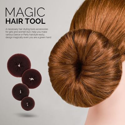 FANDAMEI Hair Accessory Set: 20 Invisible Nets, 4 Donut Makers, 5 Elastics, 20 Bobby Pins (Brown)