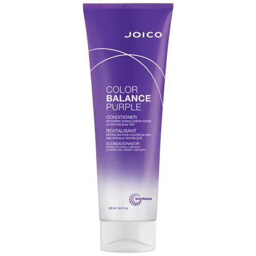 Joico Color Balance Purple Conditioner | For Cool Blonde, Gray Hair | Eliminate Brassy Yellow Tones | Boost Color Vibrancy &amp; Shine | UV Protection | With Rosehip Oil &amp; Green Tea Extract | 8.5 Fl Oz
