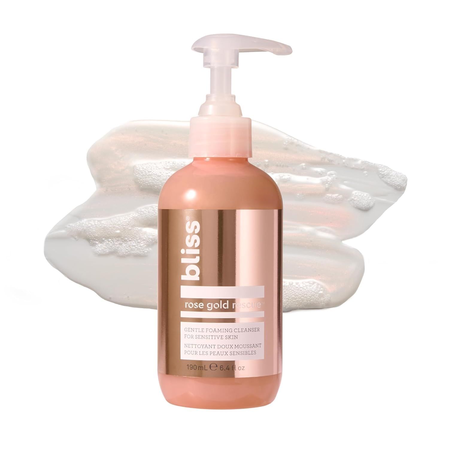 Bliss Rose Gold Rescue Foaming Face Wash - 6.4 Fl Oz - Gentle Cleanser for Sensitive Skin with Rose Water &amp; Colloidal Gold - Non-Drying, Vegan &amp; Cruelty-Free - Removes Makeup &amp; Dirt
