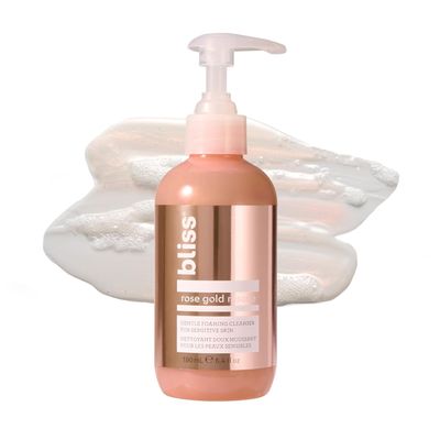 Bliss Rose Gold Rescue Foaming Face Wash - 6.4 Fl Oz - Gentle Cleanser for Sensitive Skin with Rose Water &amp; Colloidal Gold - Non-Drying, Vegan &amp; Cruelty-Free - Removes Makeup &amp; Dirt