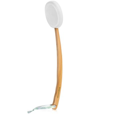 Lotion Applicator for Your Back, Legs, Feet - Sunscreen Applicator - Long Curved Easy Reach Wooden Handle Body Brush for Suntan, Sunless Self-Tanning, Skin Cream, Acne, Body Wash - Elderly Aid