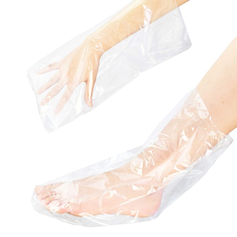 AMT 100 Counts Paraffin Wax Bags for Hands and Feet, Plastic Paraffin Wax Refills Liners, Refill Socks and Gloves Paraffin Bath Mitts Covers for Therabath Wax Treatment Paraffin Wax Machine Therapy