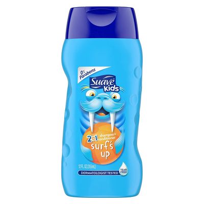Suave 2 in 1 Shampoo and Conditioner For Gentle Cleaning and Detangling Surf&#39;s Up Hypoallergenic, Coconut, Fresh, 12 Fl Oz