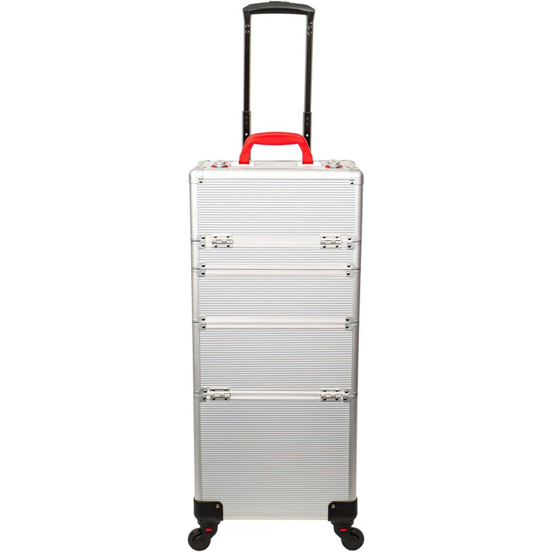 Ver Beauty Professional Rolling Makeup Case, Heavy Duty Hair Stylist &amp; Makeup Artist Travel Case with Easy Slide and Extendable Trays, Silver, VT002-24