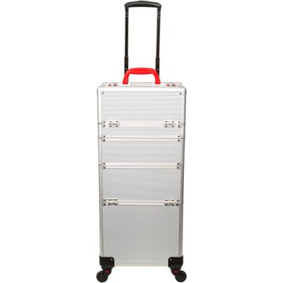 Ver Beauty Professional Rolling Makeup Case, Heavy Duty Hair Stylist &amp; Makeup Artist Travel Case with Easy Slide and Extendable Trays, Silver, VT002-24