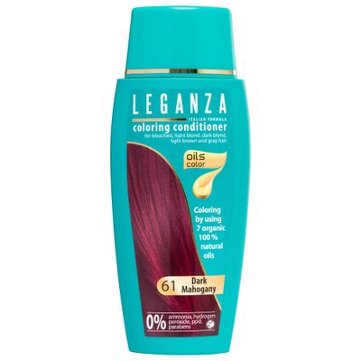 Leganza Coloring Conditioner Color 61 Dark Mahogany with 7 Natural Oils Ammonia and Paraben Free