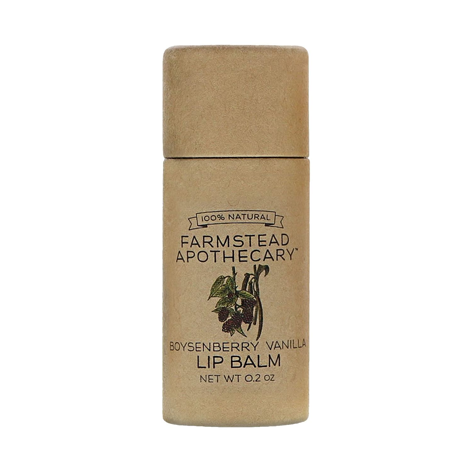 Farmstead Apothecary 100% Natural Lip Balm with Organic Beeswax, Organic Shea Butter &amp; Organic Coconut Oil, Boysenberry Vanilla 0.2oz