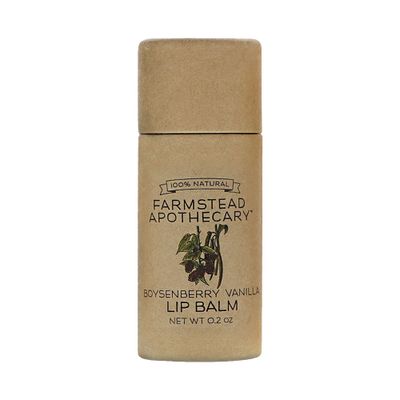 Farmstead Apothecary 100% Natural Lip Balm with Organic Beeswax, Organic Shea Butter &amp; Organic Coconut Oil, Boysenberry Vanilla 0.2oz