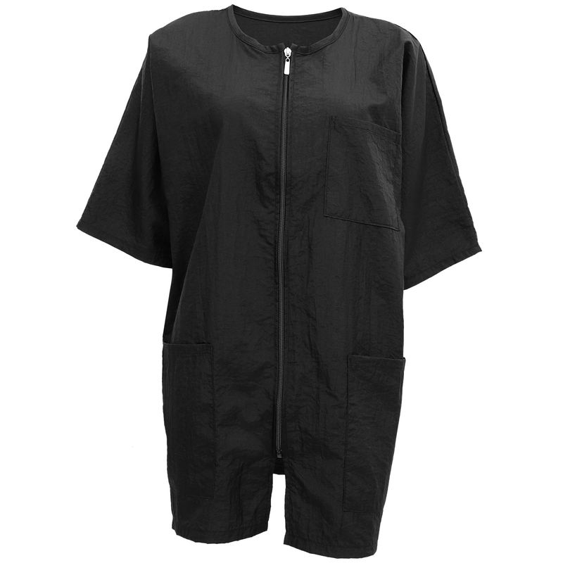 Lurrose Salon Smocks for Clients Short Sleeve Barbers Waterproof Cape Hairdressing Cape Nylon Makeup Cape with Zipper (Black)