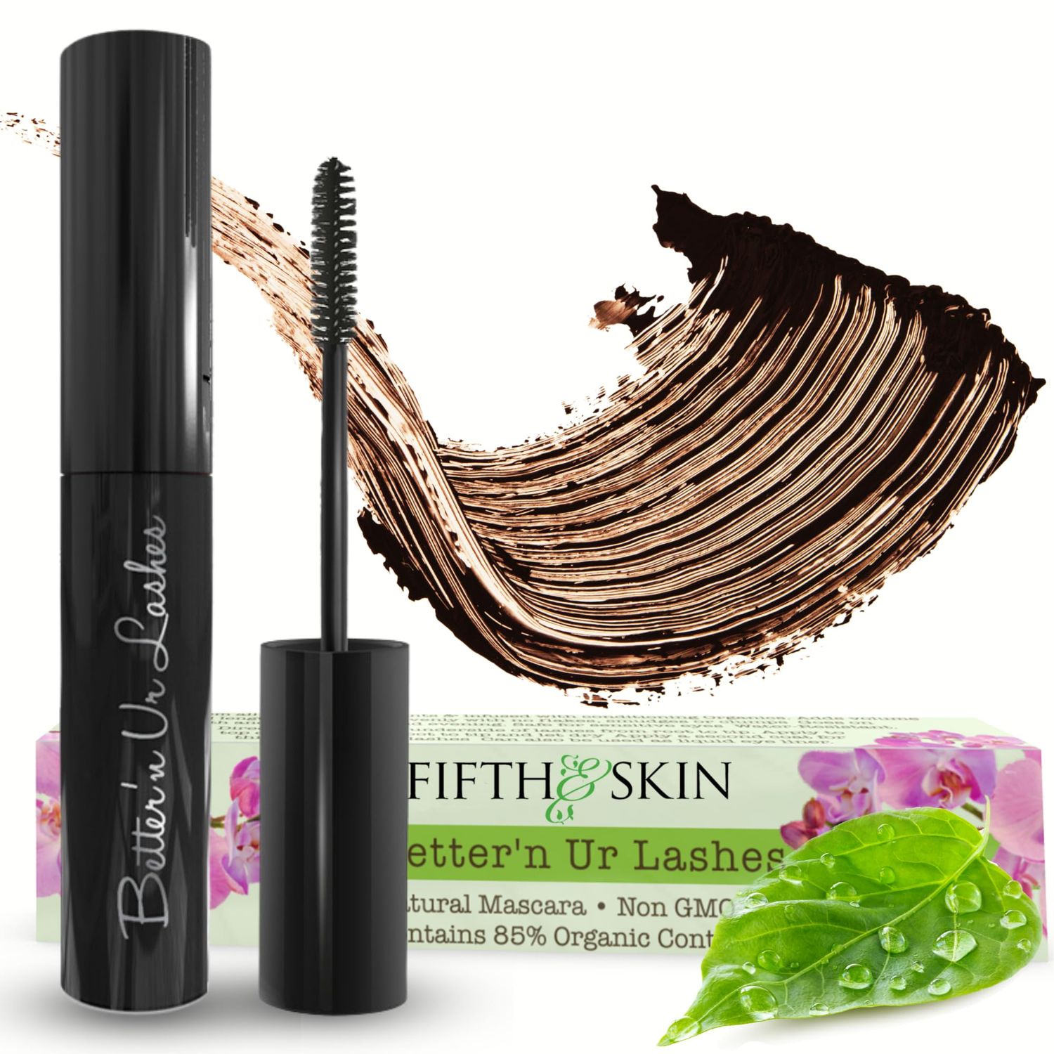 Bettern Ur Lashes Organic Mascara (BROWN) | 100% Natural | Made w Certified Organic Ingredients | Non GMO | Hypoallergenic for Sensitive Eyes | Length &amp; Volume | Vegan | Cruelty Free