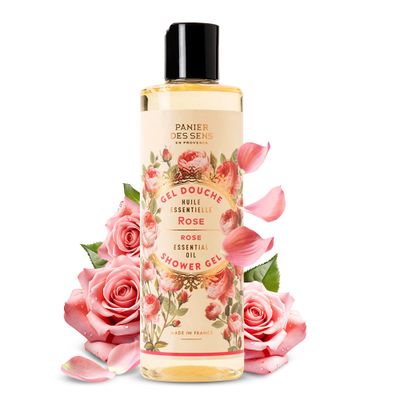 Panier des Sens - Rose Shower Gel - Foaming Body Wash Women &amp; Men - Moisturizing Body Soap with Shea Oil - 96% Natural Ingredients Body Care - Vegan Liquid Body Wash - 8,45 floz