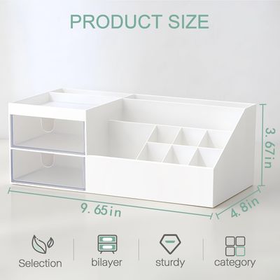 BREIS Multifunction Desk Organizer, Makeup Storage for Eyeshadows, Concealers, Powders, Nail Polish,9.65x 4.8x 3.67 (White)