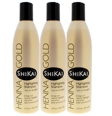 Shikai - Henna Gold Highlighting Shampoo, Brings Out Natural Highlights &amp; Shine, Adds Luxurious Body, Plant-Based Formula with Non-Coloring Henna (Natural Fragrance, 12.6 Ounces, Pack of 3)