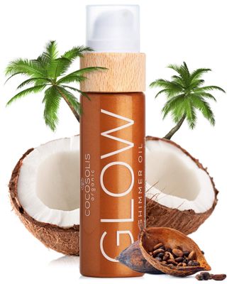 COCOSOLIS GLOW Shimmer Oil | Illuminizing Natural Dry Oil With Shiny Particles | Leaves The Skin Glowing &amp; Enhances a Golden Tan | Gives a Luxurious Feel to Your Skin | 110ml