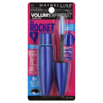 Maybelline New York Volume&#39; Express The Rocket Waterproof Mascara, Very Black [411] 0.3 oz (Pack of 2)