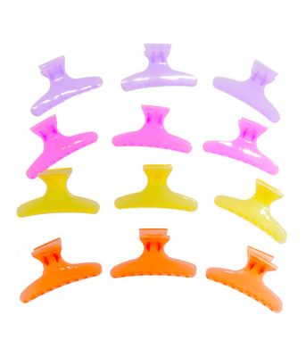 12 Pieces Plastic Hair Claw Clips Butterfly Hairdresser Clamp fit for Salon Hair Color Perm (Multicolor)