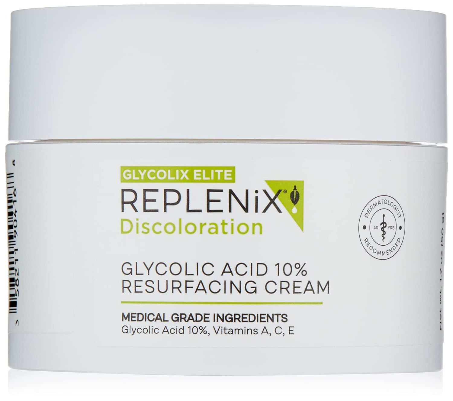 Replenix Glycolic Acid 10% Resurfacing Cream, Hydrating &amp; Lightweight Medical-Grade Exfoliating Face Moisturizer for Skin Discoloration (1.7 oz)